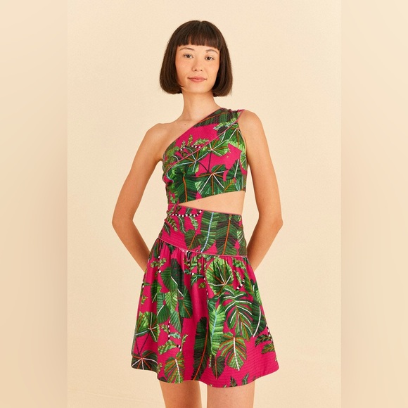 FARM Rio Dresses & Skirts - Farm Rio pink leaves mini dress